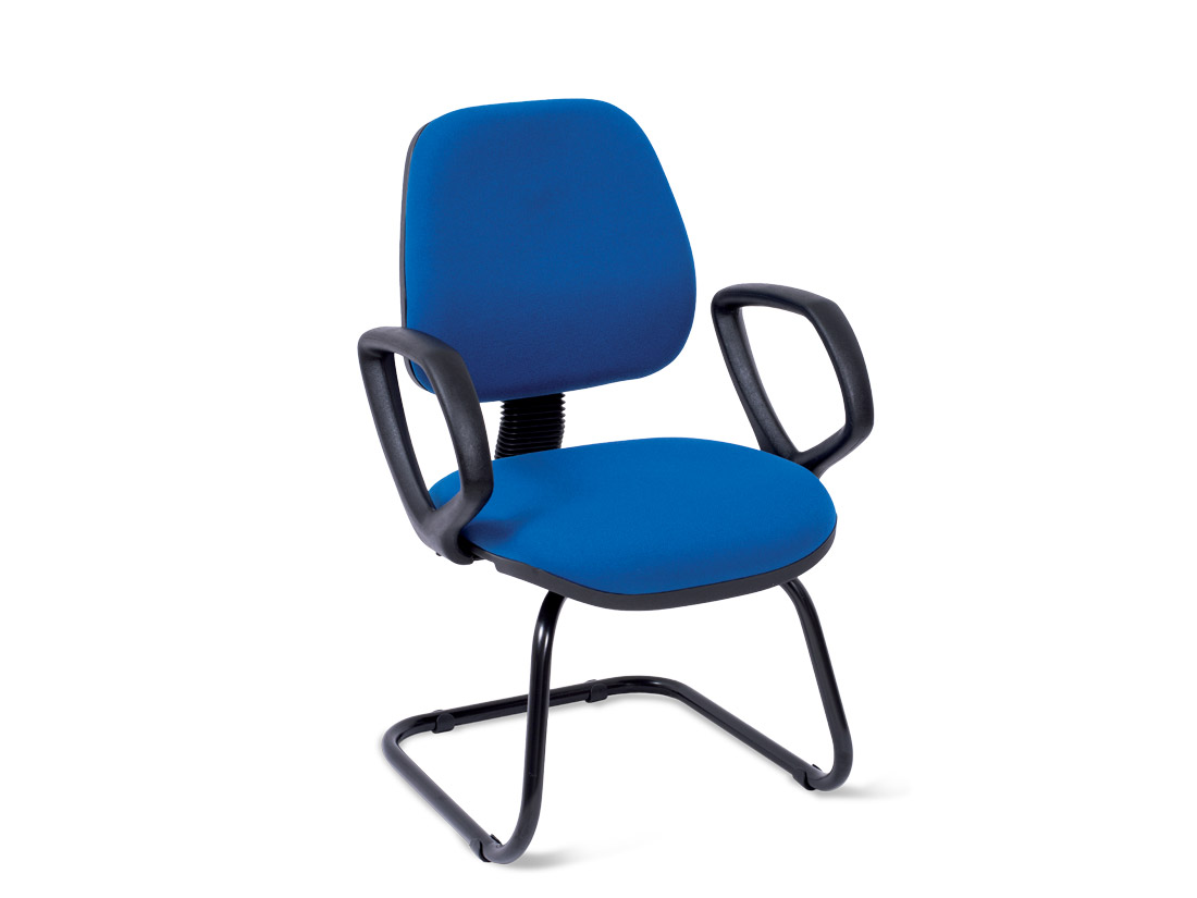 Poltrona Stylus Diretor fixa pé contínuo preto + braço fixo